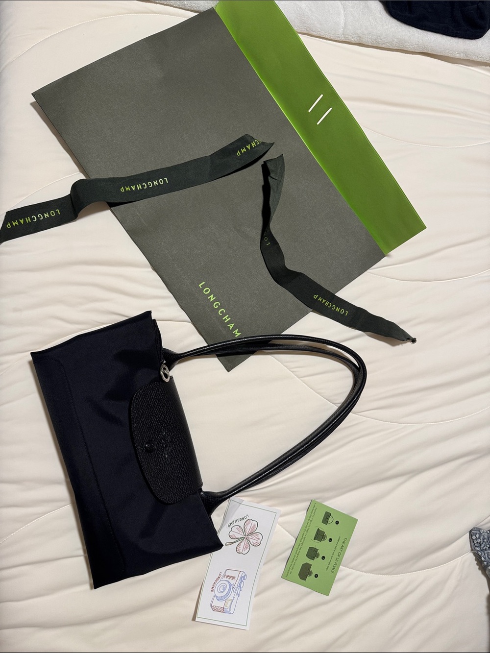 Longchamp Black Tote with White AMOUR Graphic - Picture 12 of 12